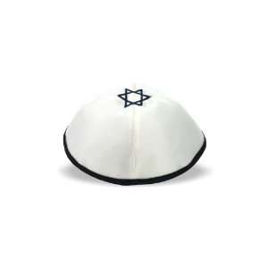  20 cm satin kippah with black embroidery 