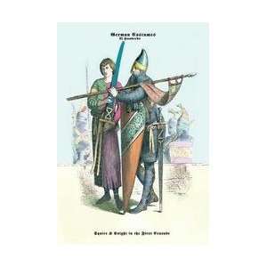 German Costumes Squire and Knight in the First Crusade 12x18 Giclee on 