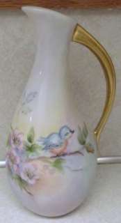 Small Vintage Hand Painted Pitcher or Ewer Signed  