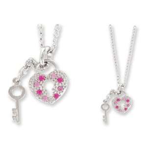  Pink Crystal Key to My Heart Necklace Jewelry