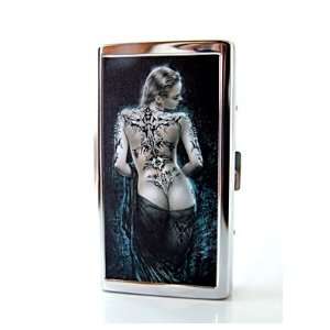  Tattoo Girl Cigarette Case Stainless Steel Holder 