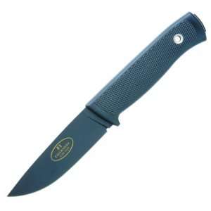 Fallkniven Military Survival Knife, Black, 3.8 in., Leather Sheath
