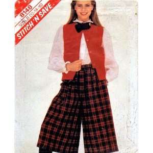   Sewing Pattern Vest Culottes Size 12   14   16 Arts, Crafts & Sewing