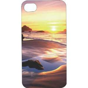 Black Hard Plastic Case Custom Designed Waves & Sunset iPhone Case for 