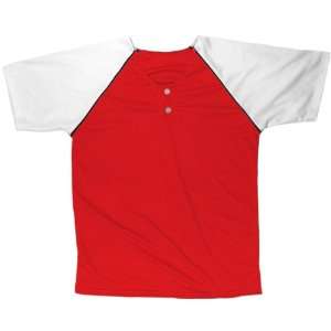 Custom Baseball Pro Weight 2 Button Placket Jersey 32   RED/WHITE 