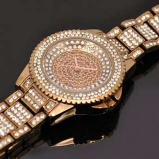Y140 Bling Crystal Rose Golden HIPPOP ICE GOTHIC Watch  