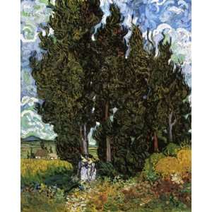  Oil Painting Cypresses with Two Women Vincent van Gogh 