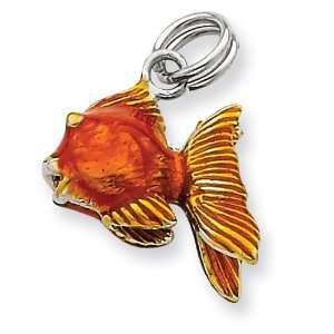    Sterling Silver Enamel Goldfish Charm Vishal Jewelry Jewelry