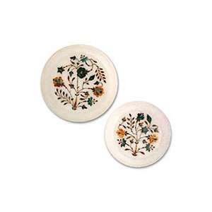   Marble inlay plates, Mesmerizing Beauty (pair) 