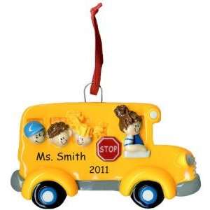  Personalized Lady School Bus Driver Christmas Ornament 