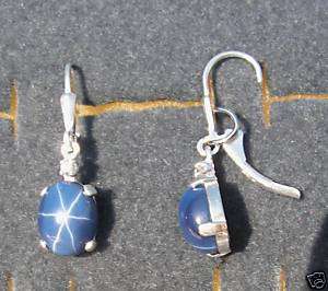   STAR SAPPHIRE CREATED S/S EARRINGS NAT WHITE SAPPHIRE ACCENTS  