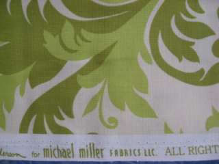 COTTON QUILT FABRIC MILLER GREEN MODERN LEAVES SWIRL #y  