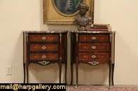 Pair Marble Top Bedside Chests or End Tables  