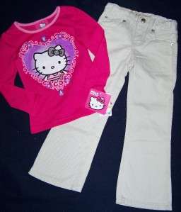 Girls HELLO KITTY Top & Denim Pants OUTFIT sz 3t 4t NWT  