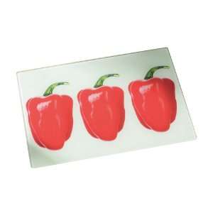 Premier Housewares Glass Chopping Board Red Peppers Design  