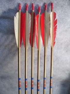VTG 5 Bear Broadheads/Tips w/6 Wood/Cedar Shaft Arrows  