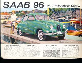 1963 Saab 96 Car Original Sales Brochure Sheet  