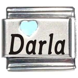  Darla Light Blue Heart Laser Name Italian Charm Link 
