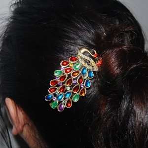  Colorful Vintage Jewelry Crystal Peacock Hair Pin Clip 