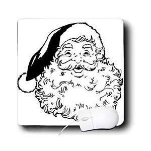     Santa Face Only in Black and White   Mouse Pads Electronics