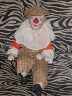 21 Vintage Porcelain Clown Doll Dejected Forlorn Sad  