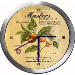  MASTERS 14 Inch Coffee Metal Clock Quartz Movement 