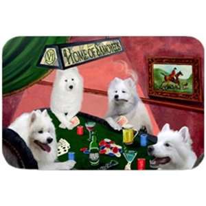  Home of Samoyeds Tempered Cutting Board 4 Dogs Playing 