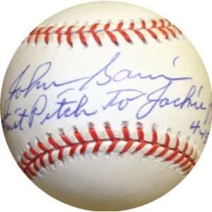 Johnny Sain autographed Baseball inscribed 1st Pitch to 