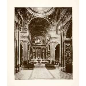 1892 Print Interior Church Santi Ambrogio Andrea Cathedral Genoa Italy 