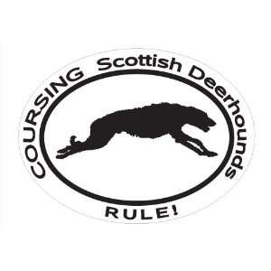 Decal with dog silhouette and statement COURSING SCOTTISH DEERHOUNDS 