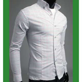 Bros Mens Premium Casual WHite Checked Plaid Shirts SZ S,M,L no.3 