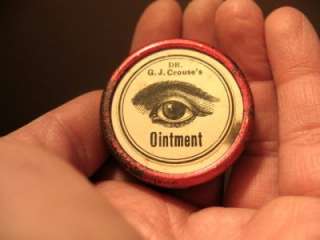 Rare Victorian Antique Pharmacy Dr Crouses Eye Ointment Medicine Tin 