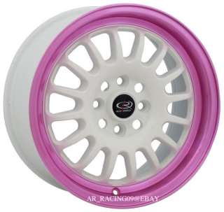   on a Brand New Set of Rota Track R Wheels in White with Pink Lip