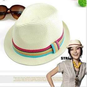 6Colors Korea Women Colored ribbon straw hat/cap  