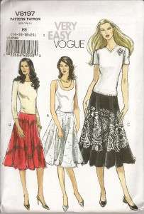 Vogue Pattern V8197 Plus Size 14 20 Easy Full Skirt OOP  