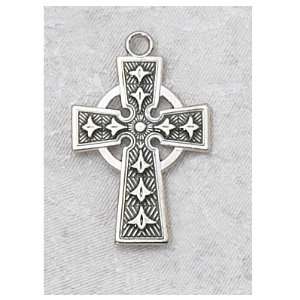 Irish Celtic Sterling Silver Cross w/ 18 Chain & Gift Box