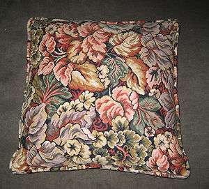 Large floral design square decorative pillow Autumn colors  