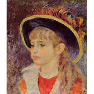  Girl in a Blue Hat Pierre Auguste Renoir Hand Pai