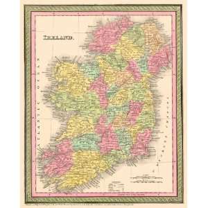   of an 1850 Map of Ireland by Samuel Augustus Mitchell