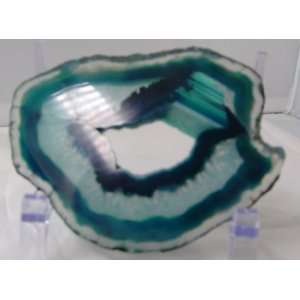  4.5 Inch Teal Brazilian Agate Slice with Druzy Crystal 