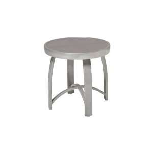   Aluminum 18 Round Smoked Glass Patio End Table Hammered Pewter Finish