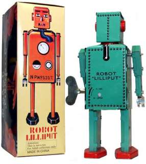 Lilliput Robot Windup Tin Toy Green  