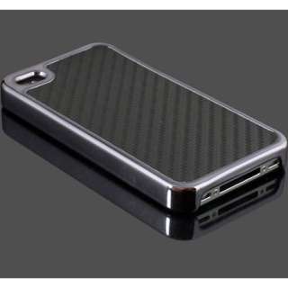 iPhone GSM CDMA 4 4G 4S Black Silver Carbon Fiber Chrome Hard Case 