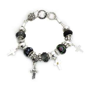   metal with Black Beads; Cross Charms; Lobster Clasp Closure Jewelry