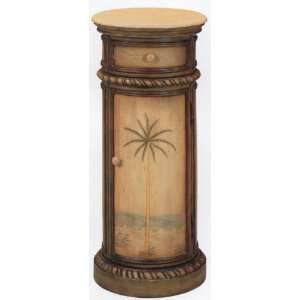    Palm Tree Marble Top Pedestal Cabinet / Table