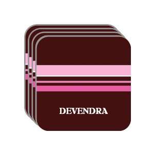 Personal Name Gift   DEVENDRA Set of 4 Mini Mousepad Coasters (pink 