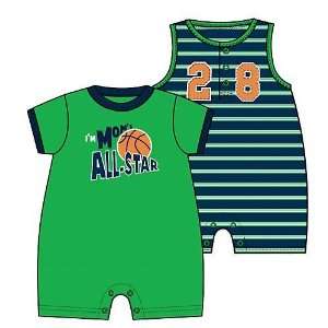   Cotton Knit Im Moms All Star Rompers   Navy/Green (6 Months) Baby