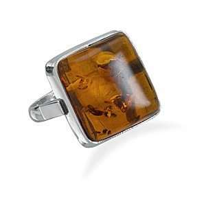   Silver Square Baltic Amber Ring   Size 6 West Coast Jewelry Jewelry