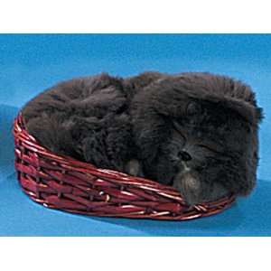  Poodle Dog Puppy Sleeping W/ Basket Lifelike Collectible 