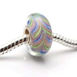 Bleek2Sheek Murano Glass Purple/Blue/Yellow green Charm Beads (Set of 